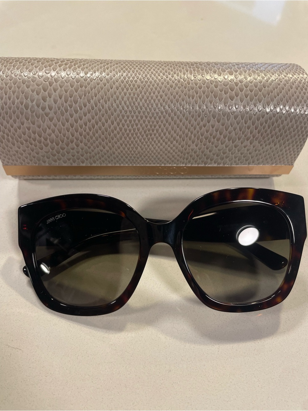 Brand New Jimmy Choo Tortoiseshell Cat-Eye Sunglasses with Gradient Lenses